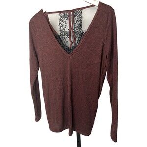 Buckle Daytrip Top XS NWT Brown Backless Eyelash Lace Long Sleeve Dark‎ Romance